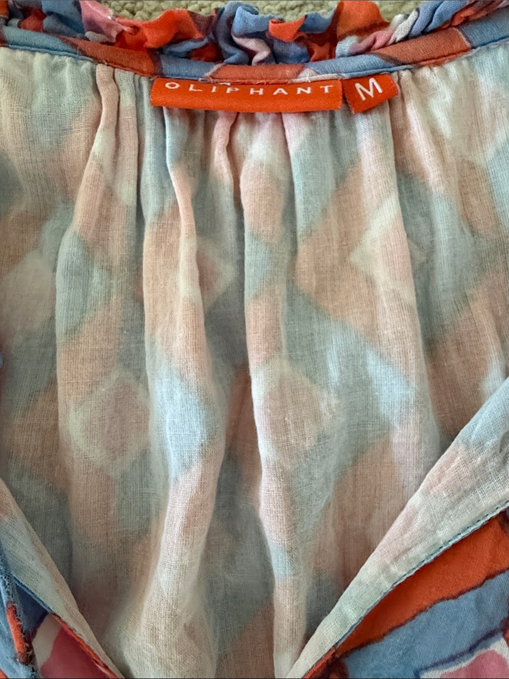Oliphant mini tank Geometric Print Summer Dress in Coral and Blue - Picture 2 of 7